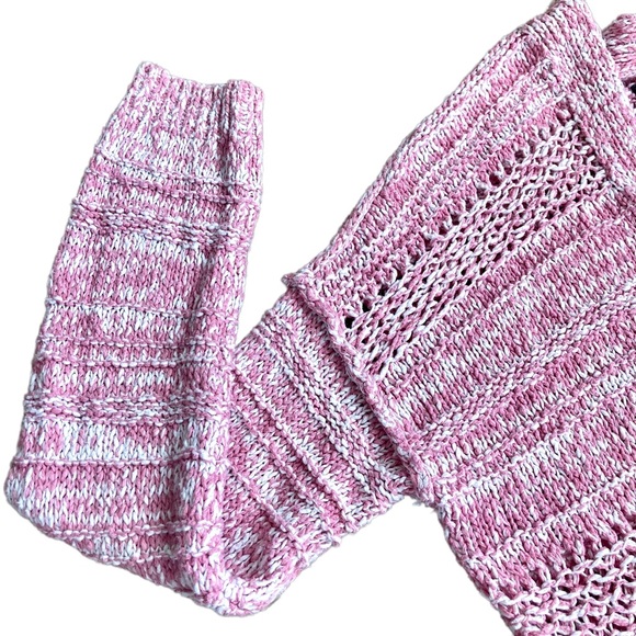 Abercrombie & Fitch Women’s Barbie pink white open front cable knit sweater XS - Picture 5 of 12